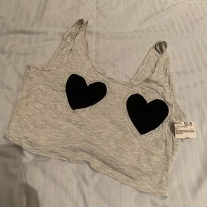 Cute heart style crop top with diamond gems
